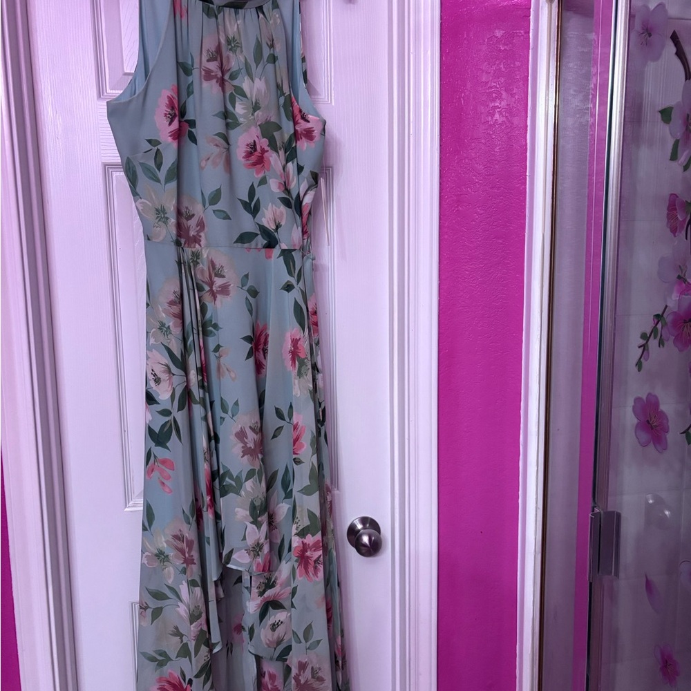 Floral Maxi Dress in Green and Pink. Eliza J dress